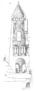 Coupe du clocher, dessinée par Eugène Viollet-le-Duc.