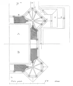 Plan de l'un des clochers de la façade, par Viollet-le-Duc.