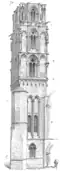 Clocher nord de l'église, face ouest, un clocher sud était prévu.