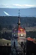 La Planée (25) - Motif croix et Horloge dans le dôme