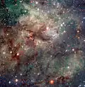 Gros plan de la nébuleuse de la Tarentule par le télescope spatial Hubble.