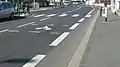 Exemple de matérialisation d’un sas avec une bande cyclable à droite