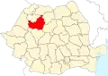 Map of Romania highlighting Cluj County