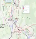 Carte des principales infrastructures de transport au sein de la cluse.