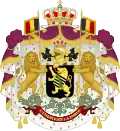 Armoiries du prince héritier du trône de Belgique de 1910 à 1921 (sommé d'un heaume).