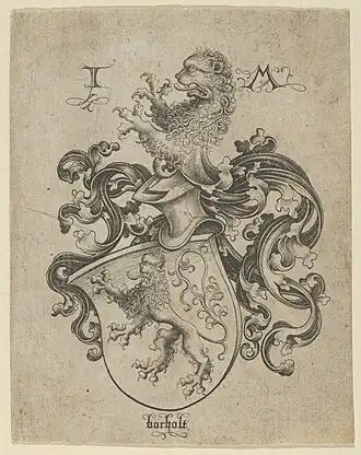 Un imposant ex-libris gravé au burin du début du XVIe siècle, par Israhel van Meckenem