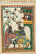 Dans le Codex Manesse, Frédéric II de Linange (début XIVe siècle)