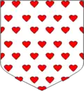D’argent semé de cœurs de gueule