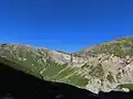 Le col vu depuis les roches Merles à l'ouest.