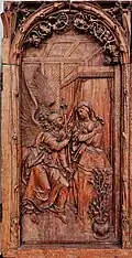 L’Annonciation, un des panneaux  du retable, attribué à V. Wagner, 1515-1517, Musée Unterlinden , Colmar.