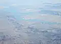 Vue aériennes de l'extrémité nord du lac Mohave, juste au sud du barrage Davis.