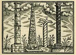 Colonne de Constantin, obélisque de Théodose, Colonne serpentine, colonne d'Arcadius (1608).
