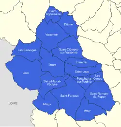 Carte de la communauté de communes du Pays de Tarare en 2012