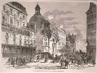 Dessin montrant des combats de rue.