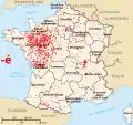 Terminaisons en -é. Elles sont issues de -acum uniquement à l'ouest, ailleurs c'est exceptionnel