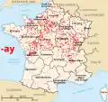Terminaisons en -ay. Dans le domaine occitan, elles ne sont pas issues de -acum
