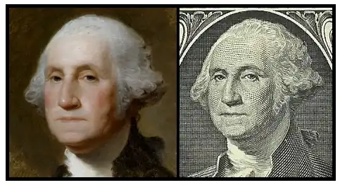 Portrait dans l'Athenæum Portrait et dans le 1&nbsp;dollar des États-Unis.