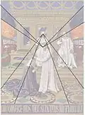 Point de fuite vers le bas centré sur la tête de Dieu le père et l'autre sur le Christ vers le haut.