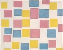 Composition avec plans de couleurs, 1917, huile sur toile, 48&nbsp;×&nbsp;60,5&nbsp;cm, musée Boijmans Van Beuningen.