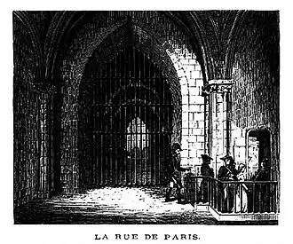 Passage « rue de Paris » dans la prison pendant la Révolution.