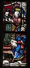 Vitrail de l'Enfance de Jésus (vue partielle et nom de l'auteur [Jean Floc'h]).