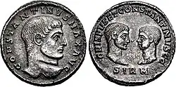 monnaie, face profil masculin, revers deux bustes face à face