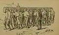 Un chain gang au travail, illustration de 1894
