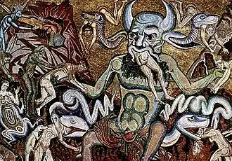 Coppo di Marcovaldo, L'Enfer mosaïque du XIIIeme siècle Baptistère Saint-Jean de Florence