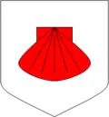 D'argent à une coquille de gueules