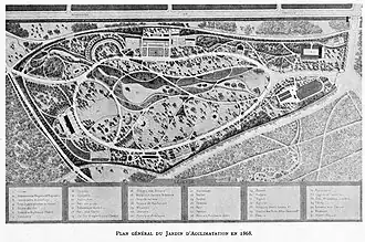 Plan général du jardin d'acclimatation en 1868.