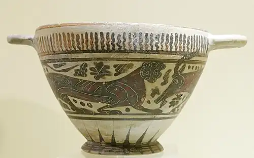 Skyphos ou cotyle, Corinthien moyen, vers -600-570 av. J.-C.