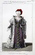 Dessin d'un costume pour Cornélie Falcon dans l'opéra de Daniel-François-Esprit Auber Gustave III&nbsp;(en), 1833