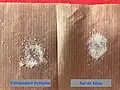Comparaison de la taille des cristaux du composé anhydre et du sel de table.