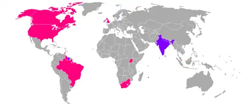 Pays comptant un nombre significatif de locuteurs