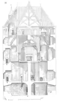 Plan en coupe du donjon d'Étampes.