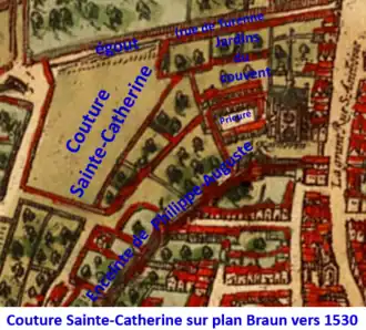 Couture Ste-Catherine sur plan Braun de 1530
