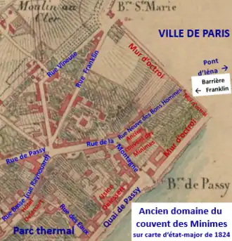 Plan de 1824 (en bas à gauche).