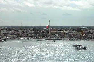 Vue aérienne de San Miguel de Cozumel