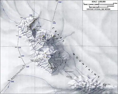 Carte topographique des monts Crary (échelle 1:250 000) de l'USGS.
