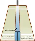 Perspective du pitch avec les deux wickets.