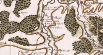 L'abbaye de Crisenon sur la carte de Cassini.