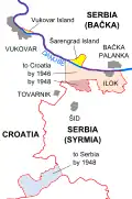 Évolution de la frontière en Syrmie et revendications autour de Vukovar.