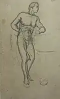 Croquis d'un personnage, Auguste Carlone, bibliothèque patrimoniale Romain-Gary, Nice, cote DES.584