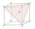 Diagonale du cube décomposée en deux parties dans le ratio 2:1 par une section en triangle équilatéral