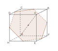 Section hexagonale du cube par le plan médiateur de [AG}