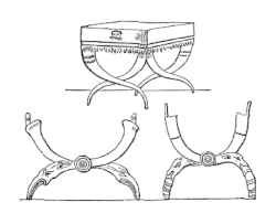 Schéma d'un siège et des pieds articulés en « x »