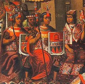 Le Mariage de Martin de Loyola et de Beatriz Ñusta, détail, ca. 1675-1690, église de la Compagnie de Jésus, Cuzco
