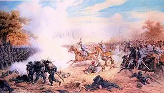 Juliusz Kossak, Le 13e&nbsp;régiment austro-hongrois attaquant les bersagliers durant la bataille de Custozza en 1866 (1868).