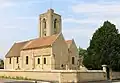 L'église de Cuverville restaurée, vue côté sud-est.