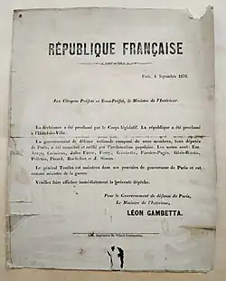 Affiche datée du 4 septembre 1870.